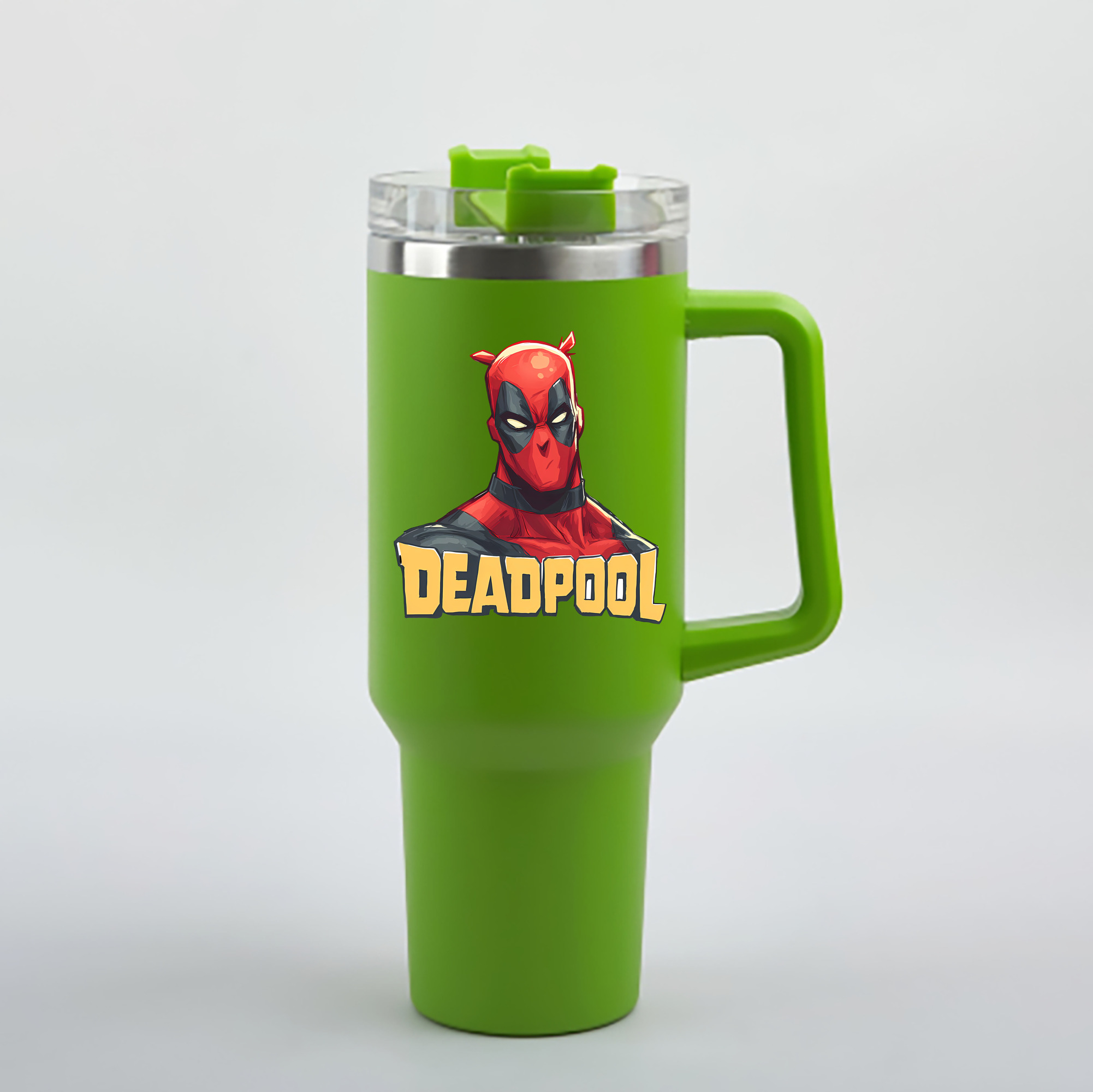 （画像用） Deadpool デッドプール 1200mL車用タンブラー - クリスタルステッカー（プラスチックストロー付き）